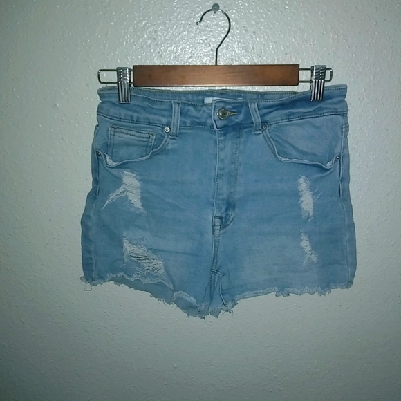 Wax Jean Pants - Wax Jeans L 27 High Waisted Distressed Raw Hem Jeans Shorts
